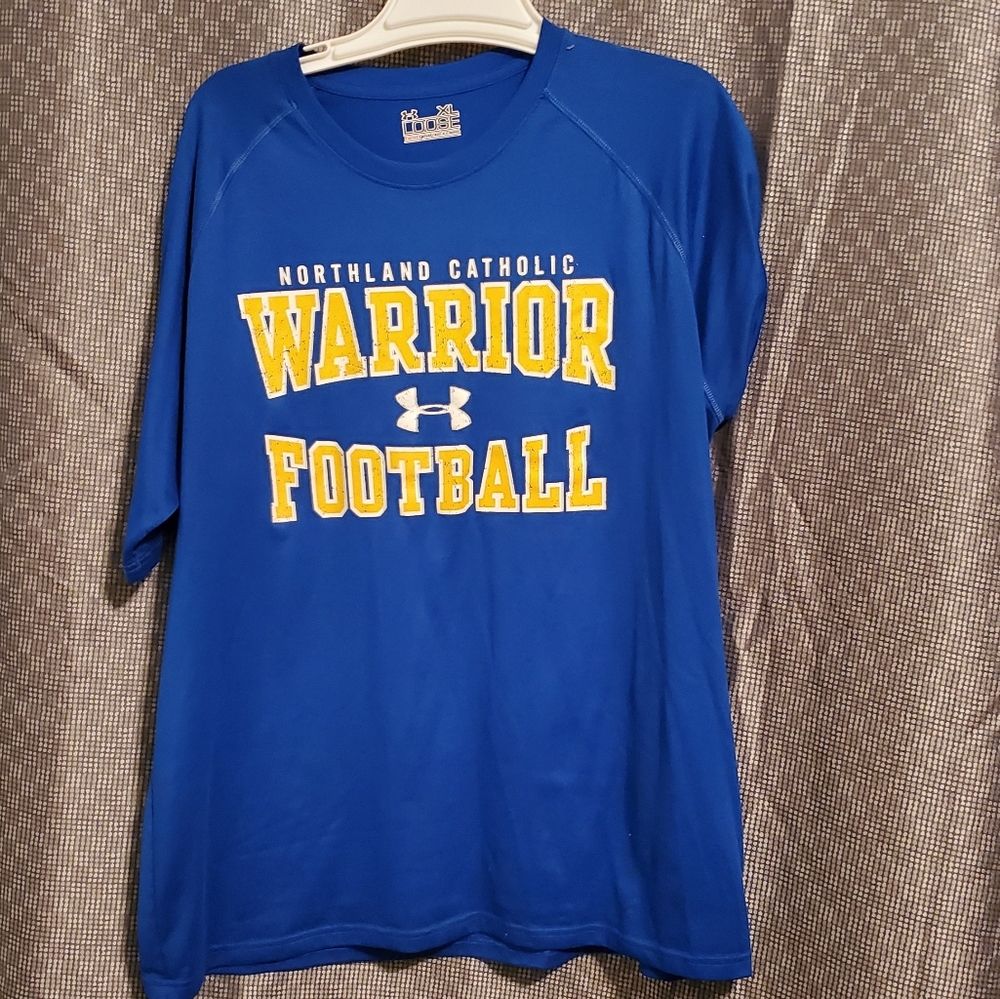 Blue drifit like football shirt. Super soft.